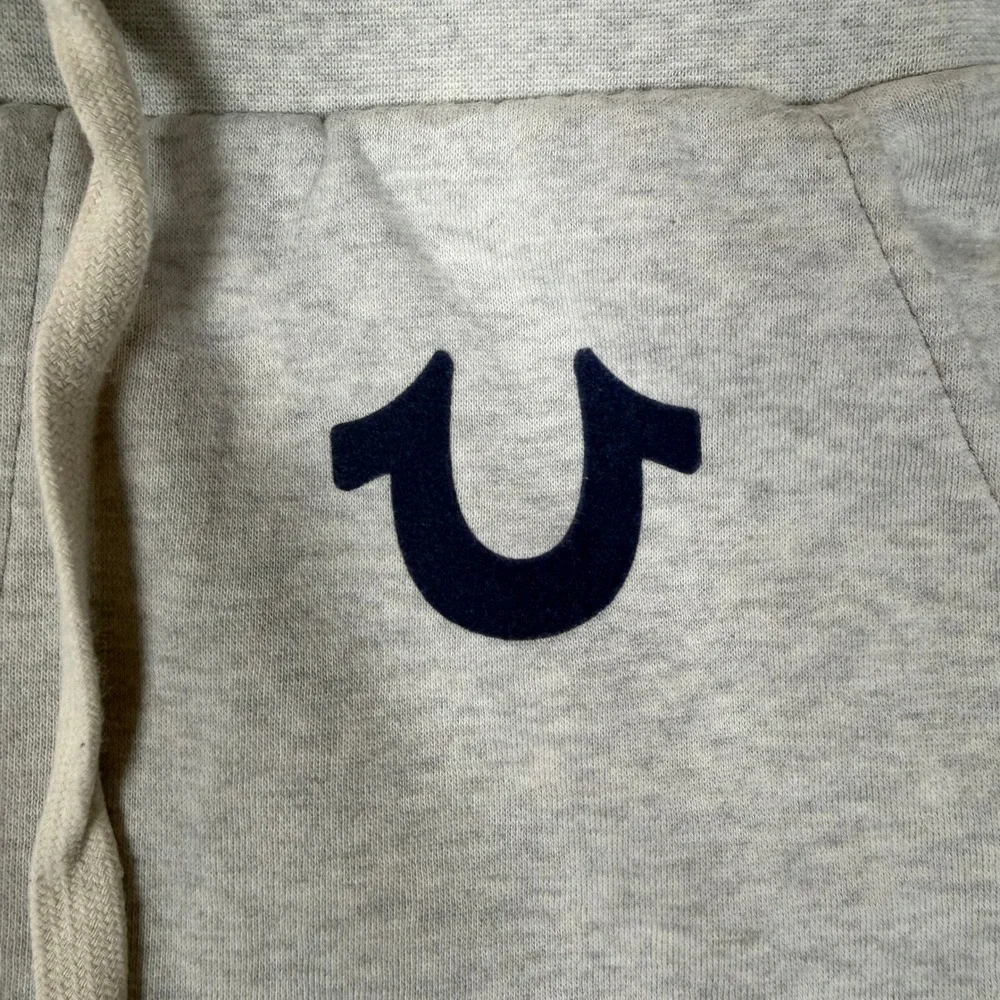 True‎ Religion Mens Heather Gray Horseshoe Logo Jogger Sweatpants Small S Gray